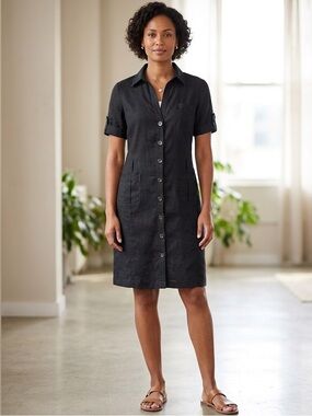 Esprit Black 100 percent linen Shirt Dress